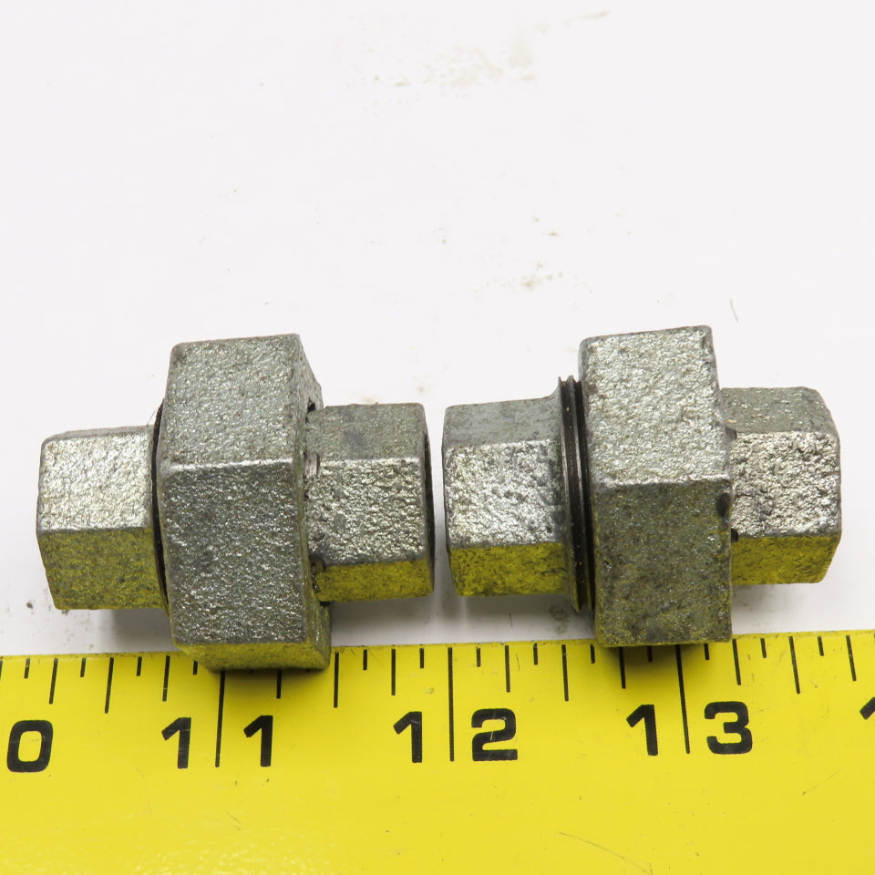 1/4" NPT Galvanized Malleable Iron Pipe Union Lot Of 2