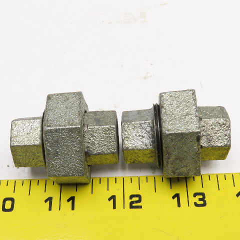 1/4" NPT Galvanized Malleable Iron Pipe Union Lot Of 2