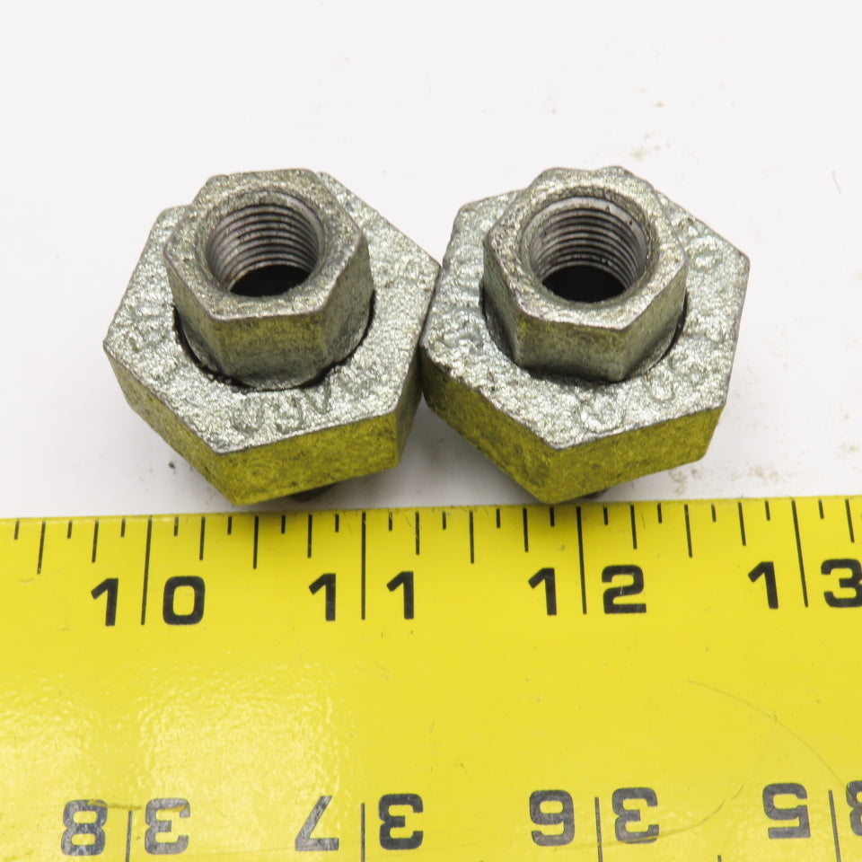 1/4" NPT Galvanized Malleable Iron Pipe Union Lot Of 2