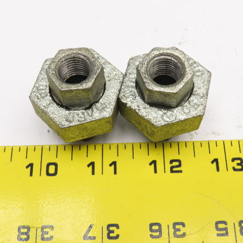 1/4" NPT Galvanized Malleable Iron Pipe Union Lot Of 2