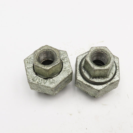 1/4" NPT Galvanized Malleable Iron Pipe Union Lot Of 2