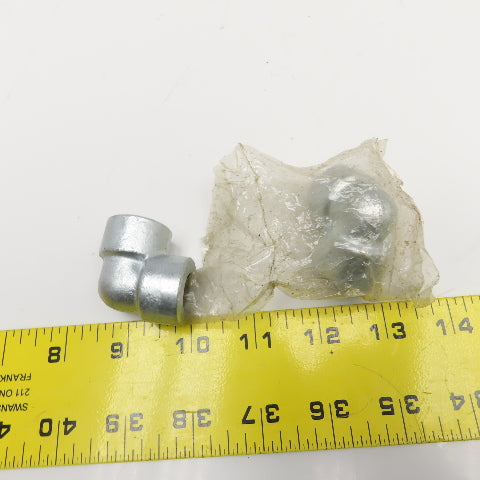 1/4" Galvanized Steel Thick Wall Hydraulic Elbow 90° Lot of 2