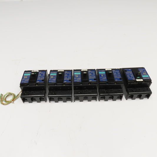 Mitsubishi NF30-CS Circuit Breaker 500VAC 5A 15A 20A 30A Lot Of 5