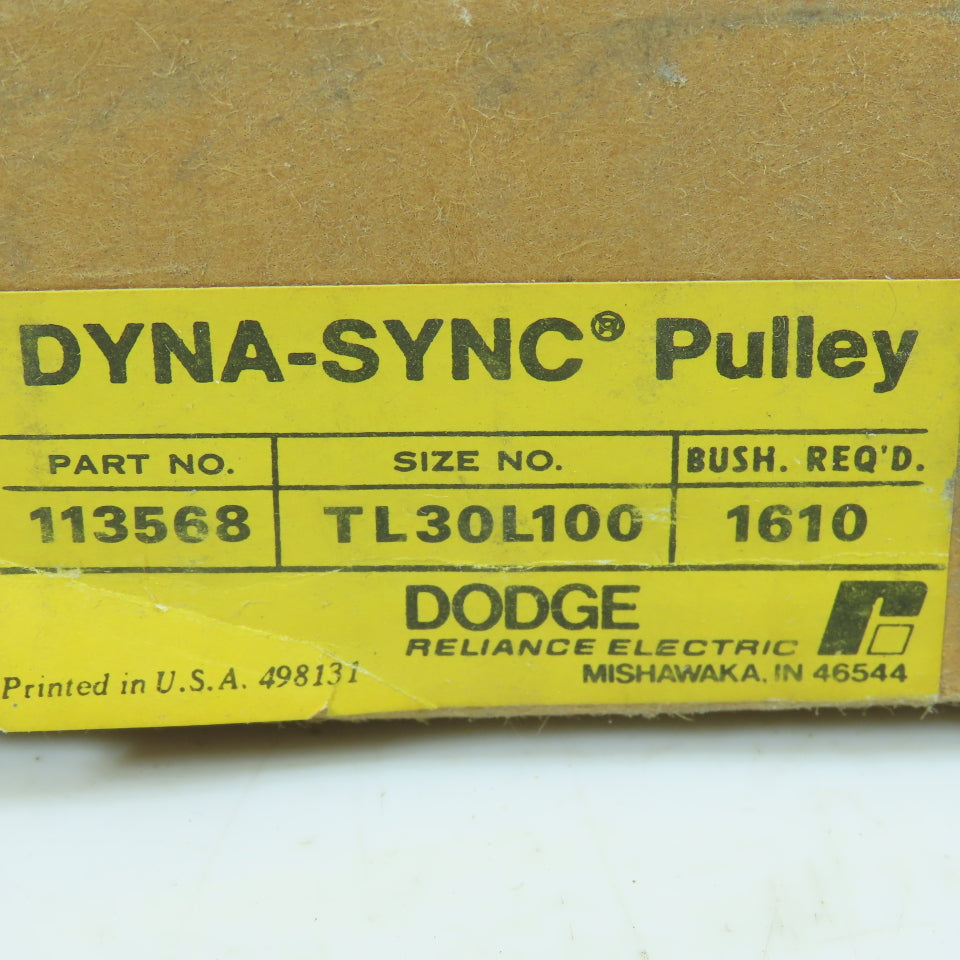Dodge 113568 Dyna-Sync Timing Belt Pulley TL30L100-1610