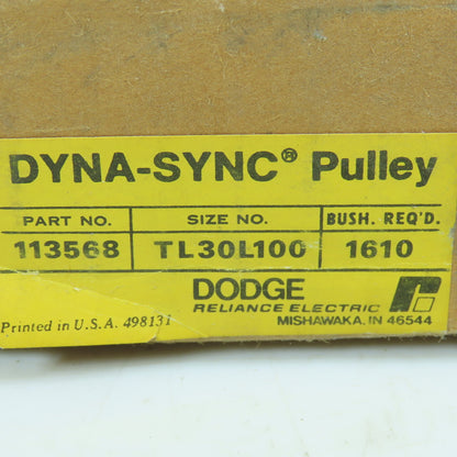 Dodge 113568 Dyna-Sync Timing Belt Pulley TL30L100-1610