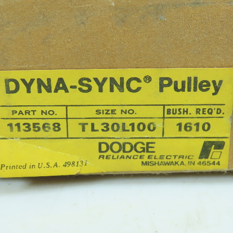 Dodge 113568 Dyna-Sync Timing Belt Pulley TL30L100-1610