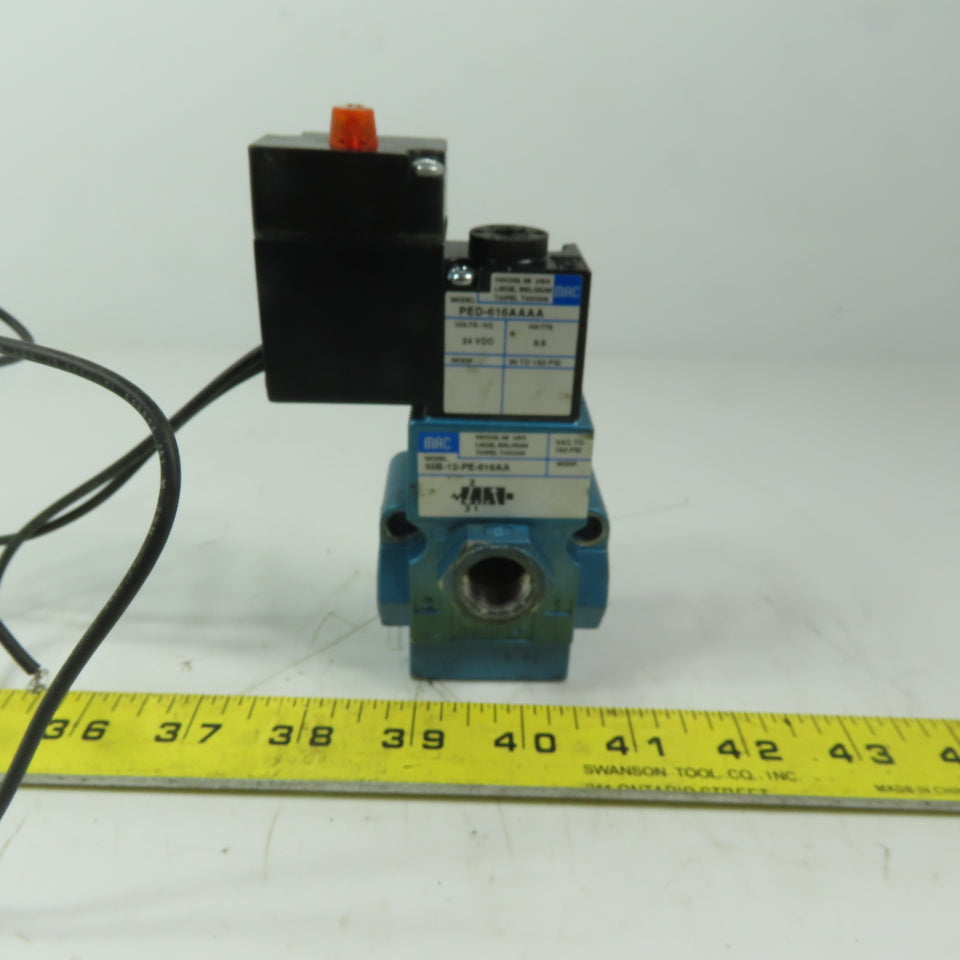MAC 55B-12-PE-616AA Pneumatic Air Solenoid Valve Vac to 150PSI 24VDC