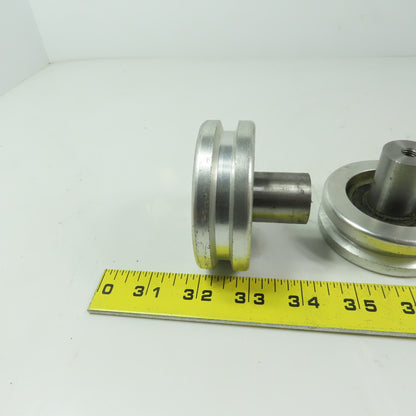2" Diam Grooved Aluminum Wheel W Bearing and 1" Diam Axel Lot of 5
