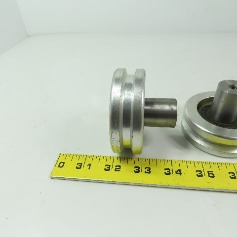 2" Diam Grooved Aluminum Wheel W Bearing and 1" Diam Axel Lot of 5