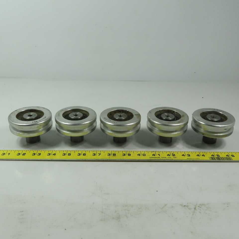 2" Diam Grooved Aluminum Wheel W Bearing and 1" Diam Axel Lot of 5