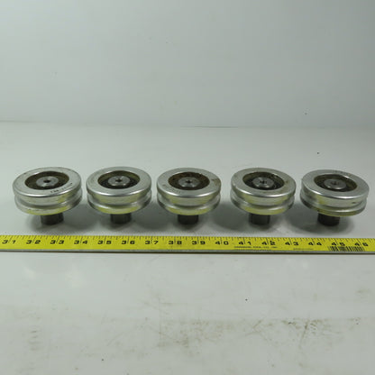 2" Diam Grooved Aluminum Wheel W Bearing and 1" Diam Axel Lot of 5