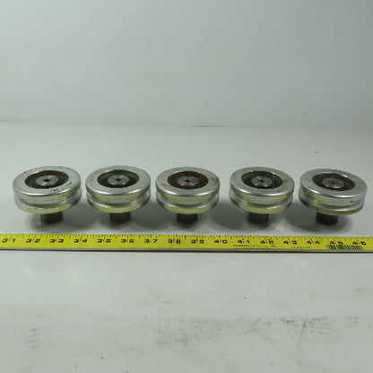 2" Diam Grooved Aluminum Wheel W Bearing and 1" Diam Axel Lot of 5