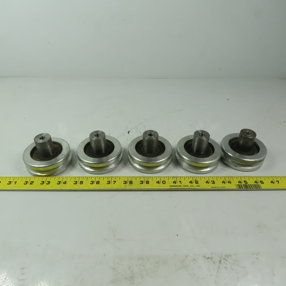 2" Diam Grooved Aluminum Wheel W Bearing and 1" Diam Axel Lot of 5