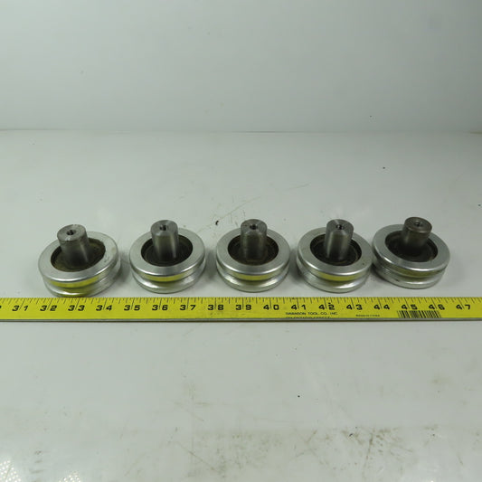 2" Diam Grooved Aluminum Wheel W Bearing and 1" Diam Axel Lot of 5