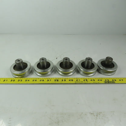 2" Diam Grooved Aluminum Wheel W Bearing and 1" Diam Axel Lot of 5