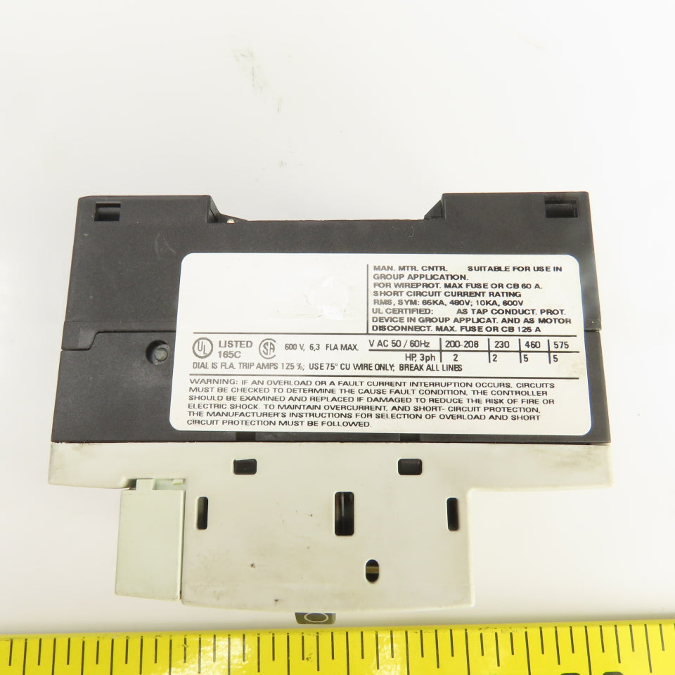 Siemens 3RV1011-1GA10 Motor Starter Circuit Breaker Protector 600V 4.5-6.3A Trip