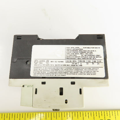 Siemens 3RV1011-1GA10 Motor Starter Circuit Breaker Protector 600V 4.5-6.3A Trip
