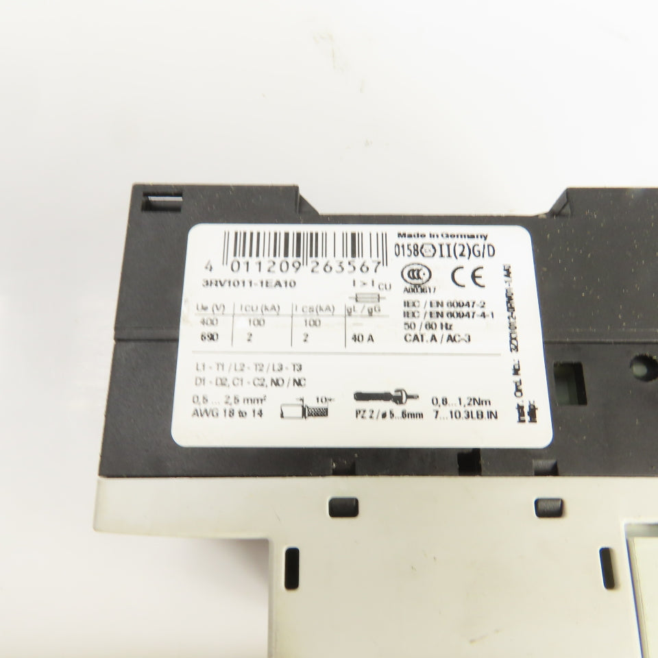 Siemens 3RV1011-1EA10 Motor Starter Circuit Breaker Protector 600V 2.8-4A Trip