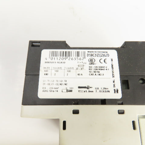 Siemens 3RV1011-1EA10 Motor Starter Circuit Breaker Protector 600V 2.8-4A Trip