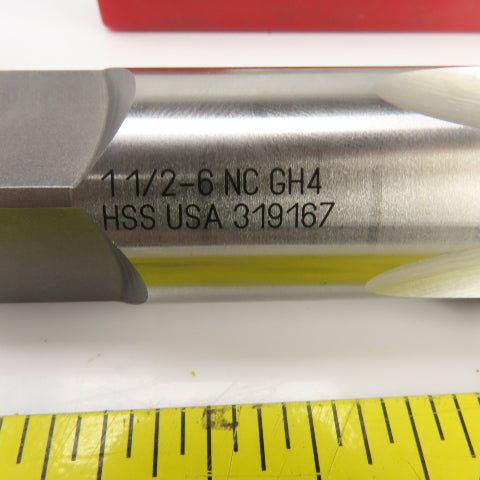 Titan 1-1/2"-6 HSS NC Straight 4 Flute Plug Tap 6-3/8" OAL 0.920" Shank USA
