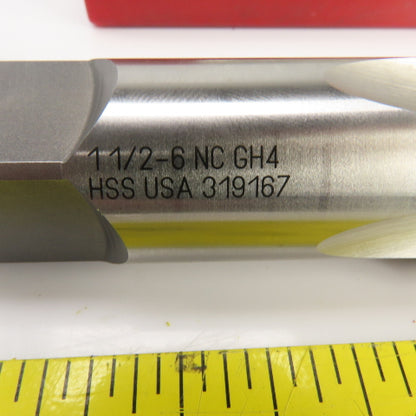 Titan 1-1/2"-6 HSS NC Straight 4 Flute Plug Tap 6-3/8" OAL 0.920" Shank USA