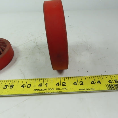 Polyurethane Precision No Crush Wheel Red 4" OD 7/8" Wide 1-3/4 ID Lot of 2