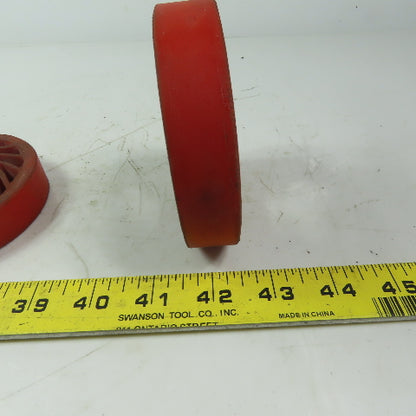 Polyurethane Precision No Crush Wheel Red 4" OD 7/8" Wide 1-3/4 ID Lot of 2