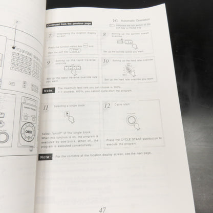 OKK Neomatic 600 Series OPER-N600sr-V Vertical Machining Center Operation Manual