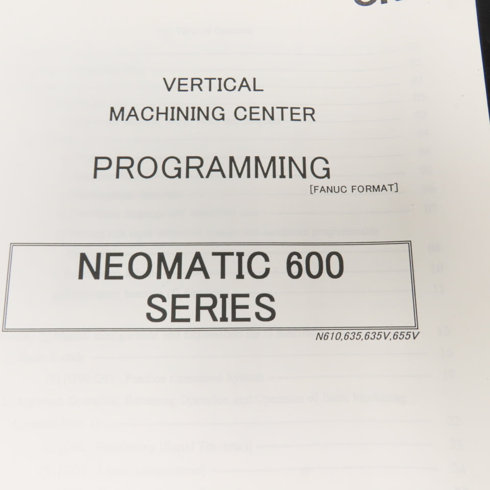 OKK Neomatic 600 Series CNC Machining Center Programming Fanuc Format Manual