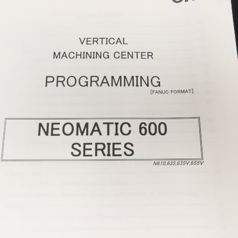 OKK Neomatic 600 Series CNC Machining Center Programming Fanuc Format Manual