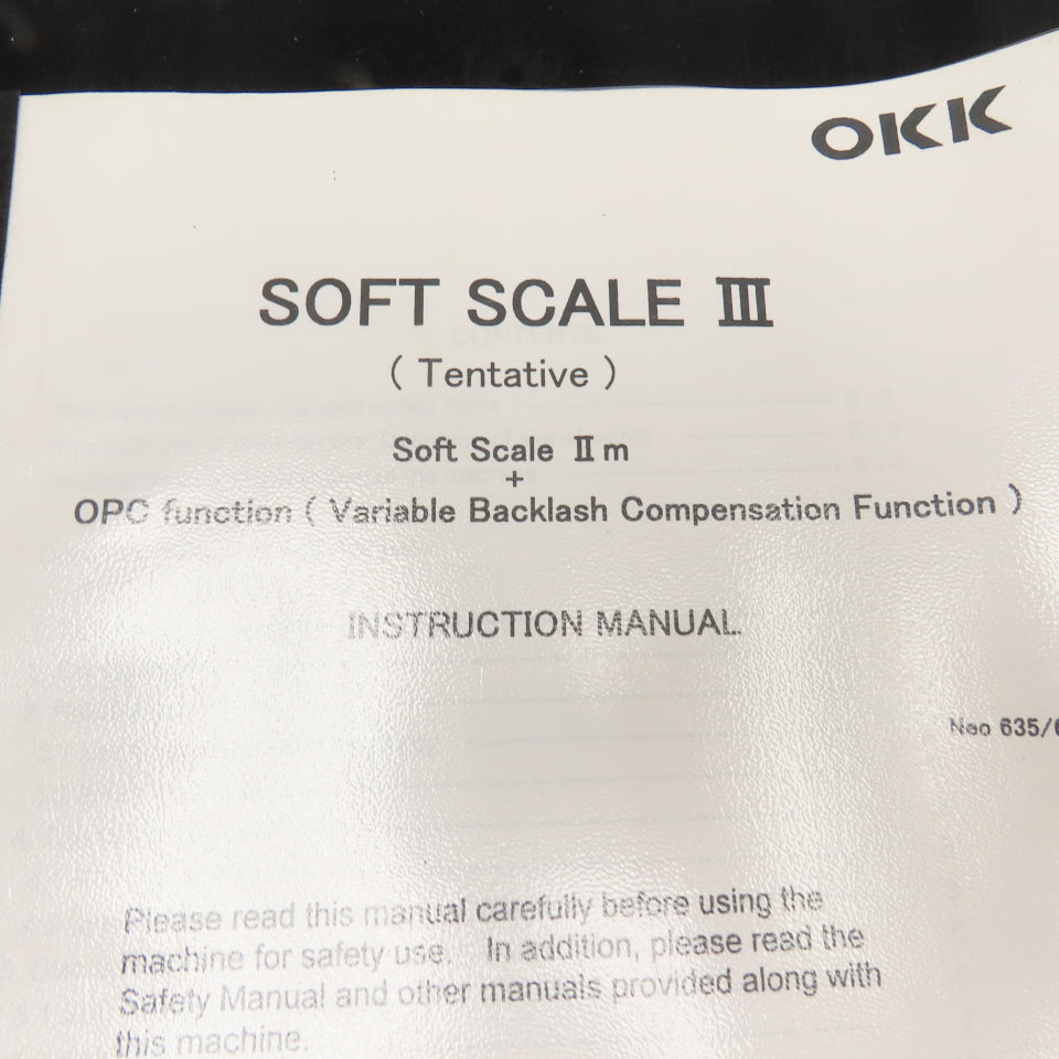 OKK Soft Scale III Tenta I-M600 OPC Backlash Compensation Instruction Manual