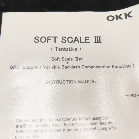 OKK Soft Scale III Tenta I-M600 OPC Backlash Compensation Instruction Manual