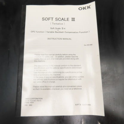OKK Soft Scale III Tenta I-M600 OPC Backlash Compensation Instruction Manual