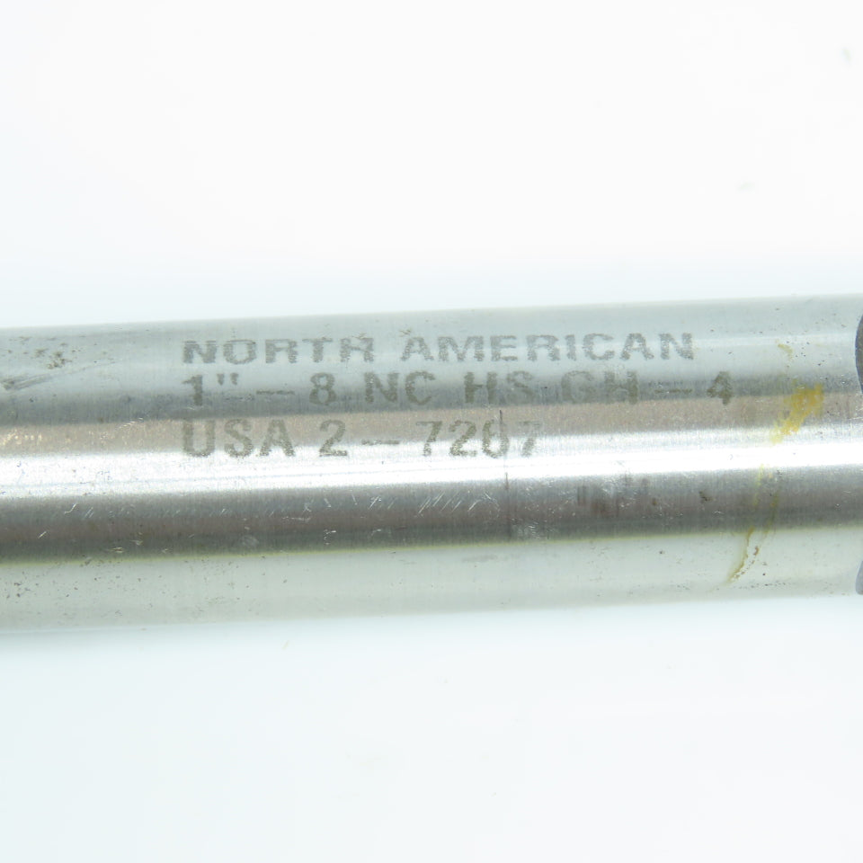 North American 1"-8 Straight Thread Plug Tap 4 Flute GH4 8" OAL USA