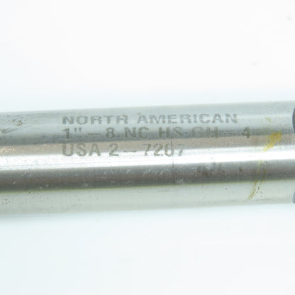 North American 1"-8 Straight Thread Plug Tap 4 Flute GH4 8" OAL USA