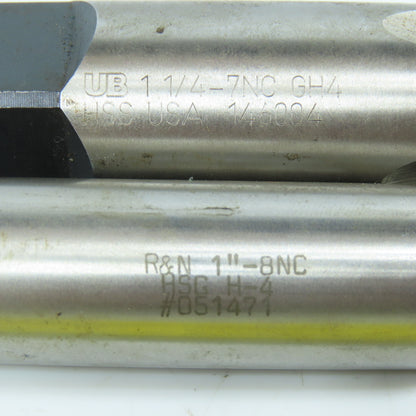 1"-8 & 1-1/4"-7 NC Straight Thread Plug Tap 4 Flute GH4 Lot of 2