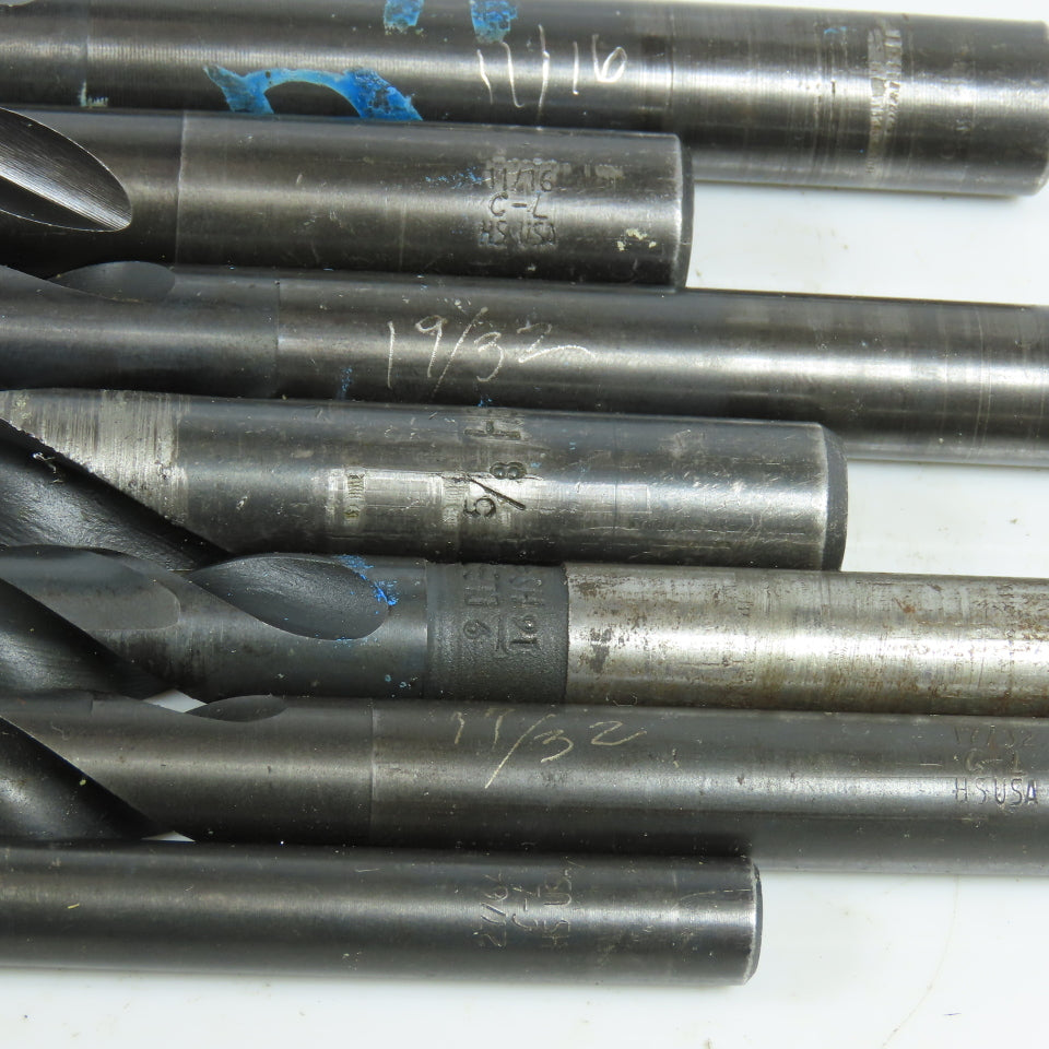 Misc. 27/64", 17/32", 9/16", 5/8", 19/32", 11/16" HSS Twist Drill Bit Lot of 7