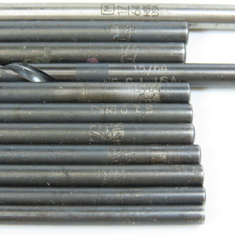 Misc. 11/64", 13/64", 7/32", 15/64", 1/4", 17/64" HSS Twist Drill Bit Lot of 11