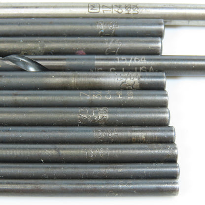 Misc. 11/64", 13/64", 7/32", 15/64", 1/4", 17/64" HSS Twist Drill Bit Lot of 11
