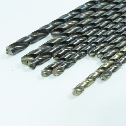 9/32", 19/64", 5/16", 23/64", 3/8", 13/32", 15/32" HSS Twist Drill Bit Lot of 12