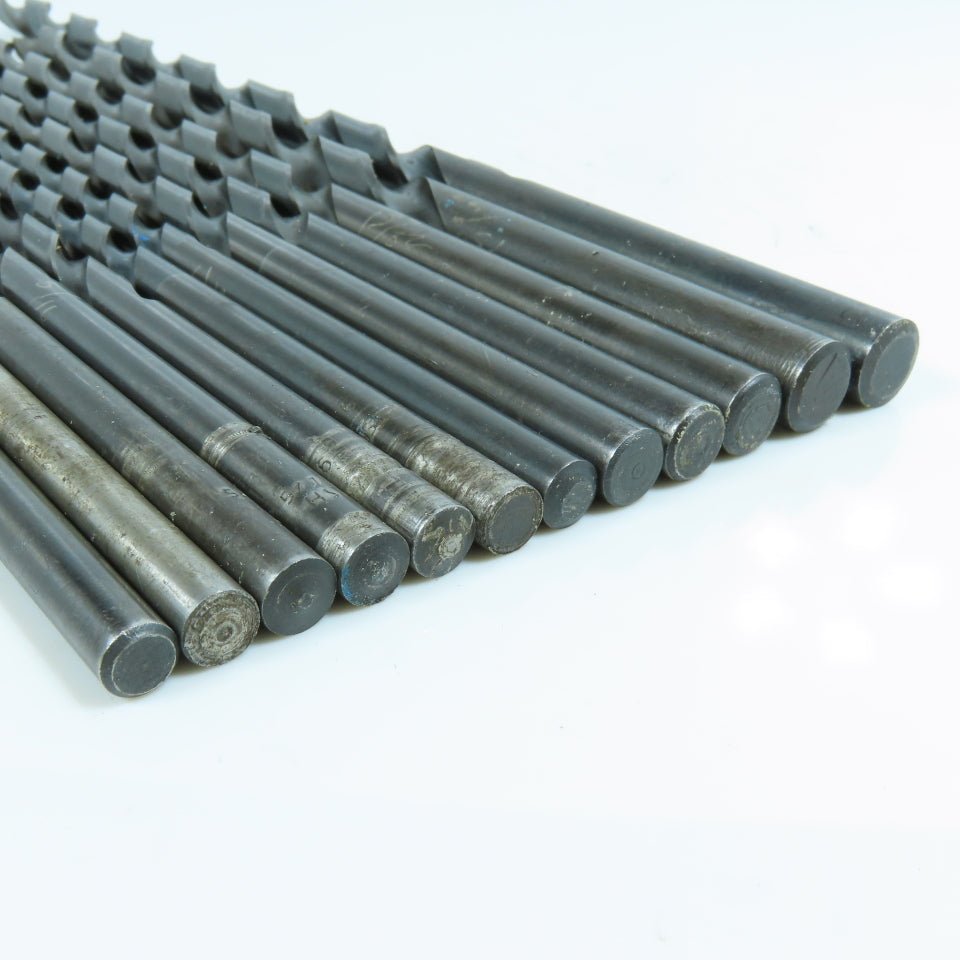 9/32", 19/64", 5/16", 23/64", 3/8", 13/32", 15/32" HSS Twist Drill Bit Lot of 12