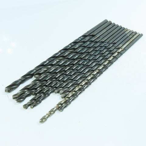 9/32", 19/64", 5/16", 23/64", 3/8", 13/32", 15/32" HSS Twist Drill Bit Lot of 12