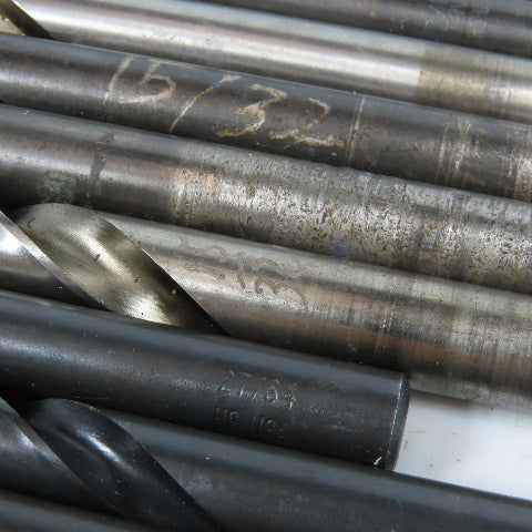 23/64", 11/32", 27/64", 15/32", 7/16", 17/32" HSS Twist Drill Bit Lot of 21