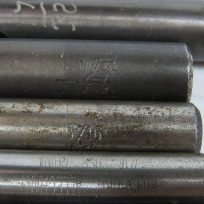 23/64", 11/32", 27/64", 15/32", 7/16", 17/32" HSS Twist Drill Bit Lot of 21