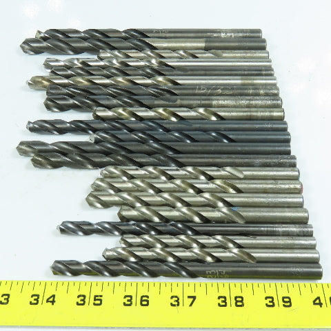 23/64", 11/32", 27/64", 15/32", 7/16", 17/32" HSS Twist Drill Bit Lot of 21
