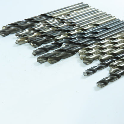23/64", 11/32", 27/64", 15/32", 7/16", 17/32" HSS Twist Drill Bit Lot of 21