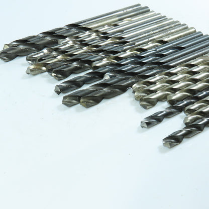 23/64", 11/32", 27/64", 15/32", 7/16", 17/32" HSS Twist Drill Bit Lot of 21