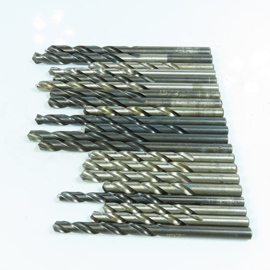 23/64", 11/32", 27/64", 15/32", 7/16", 17/32" HSS Twist Drill Bit Lot of 21