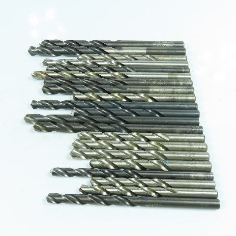 23/64", 11/32", 27/64", 15/32", 7/16", 17/32" HSS Twist Drill Bit Lot of 21