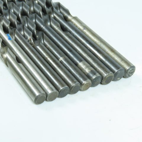 3/8", 25/64", 13/32", 7/16", 15/32", 1/2", 33/64" HSS Twist Drill Bit Lot of 9
